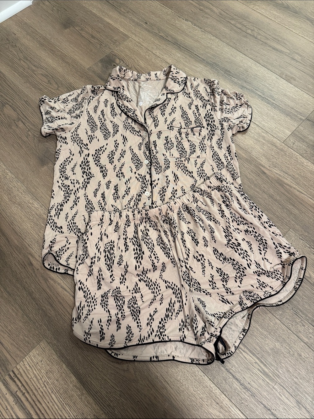 State of Day Women’s Short Sleeve Pajama Top and Shorts Set - Blush Print
